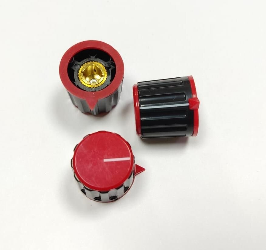 Pot Düğmesi Gagalı KN116-E Kırmızı Göbekten Vidalı ( Pot Başlığı )