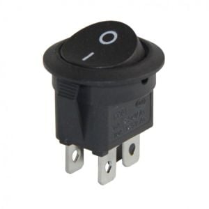 Anahtar Yuvarlak Siyah On Off Işıksız 4 Pin 6a 250v Kcd1 / Ic-133-4 ( Kalıcı Tip )