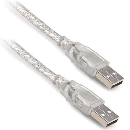 USB A ERKEK = A ERKEK KABLO 1,5 mt  ŞEFFAF-MAVİ