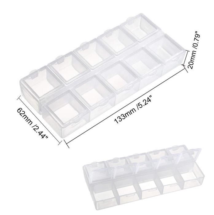 Organizer Malzeme Kutusu 10 Bölmeli Şeffaf PBB040-17 (#22) Setbox 130x55x20mm