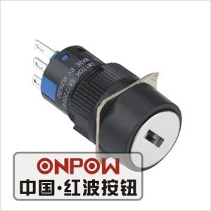 Onpow LAS1-AY-22Y/31 Anahtar M16 Anahtar'lı Yuvarlak  ( 1-0-2 ) ON-OFF-ON