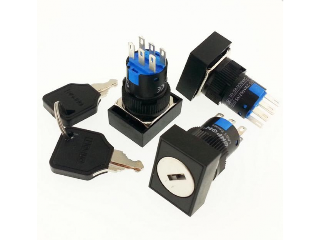 Onpow LAS1-AJ-22Y/31 Anahtar  M16 Anahtar'lı Dikdörtgen ( 1-0-2 ) ON-OFF-ON