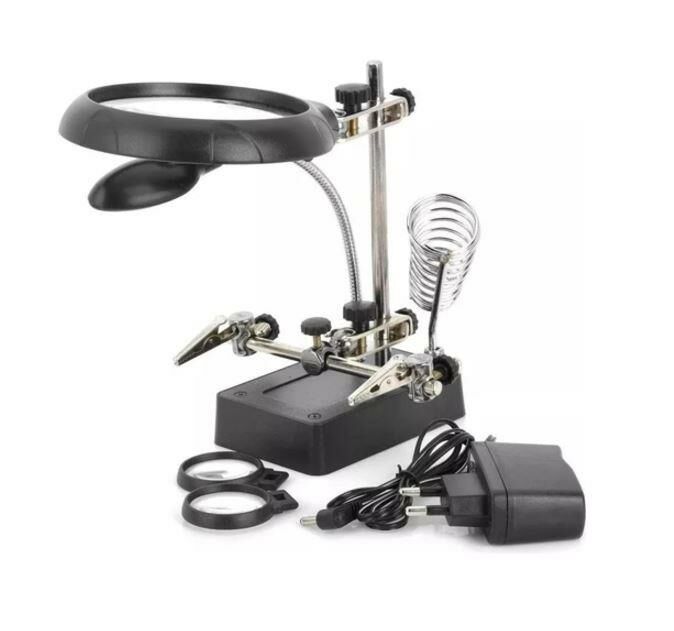 Mg16129-C Led Işıklı Büyüteçli - Mercekli Havya Sehpası 3. El Adaptörlü