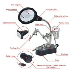 TE-801 Mini Led Işıklı Büyüteçli 3,5x Mercekli Havya Sehpası 3. EL