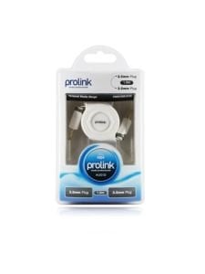 Prolink PMM105R-0100 Makaralı Stereo AUX Ses kablosu 3,5 mm 1 Metre Erkek Erkek
