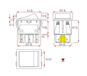 ANAHTAR 16A BÜYÜK ON -OFF  SARI  IŞIKLI 1.Kal DS18C1H110 1 İNCİ KALİTE