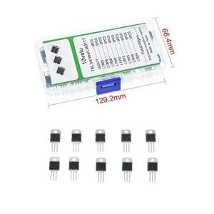 50 Adet TO-220 Kılıf 78L-LM317 Serisi Regüle Entegre Seti 10 Farklı Değerde Çantada