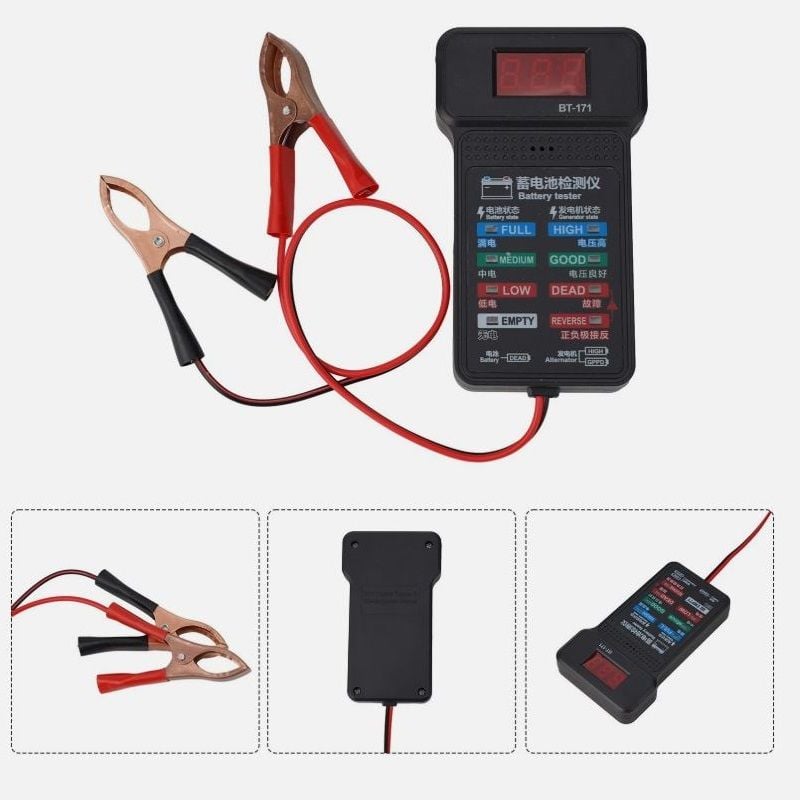 BT-171 Akü Şarj ve Test Kontrol Cihazı 12V Sesli ( Şarj Etmez Sadece Test Amaçlıdır )