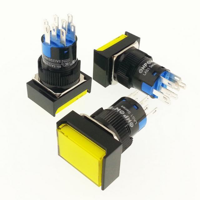 Onpow LAS1-AJ-22Z/Y Anahtar 24V Sarı Işıklı M16 Dikdörtgen