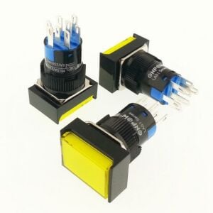 Onpow LAS1-AJ-22Z/Y Anahtar 24V Sarı Işıklı M16 Dikdörtgen
