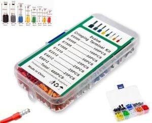 400 Adet İzoleli Kablo Pabucu Yüksük Seti 0,5mm²-6,00mm²  8 Çeşit Şeffaf Çantada
