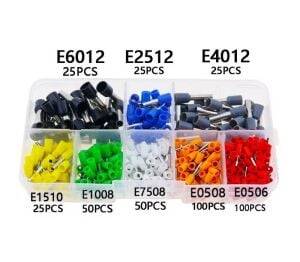 400 Adet İzoleli Kablo Pabucu Yüksük Seti 0,5mm²-6,00mm²  8 Çeşit Şeffaf Çantada