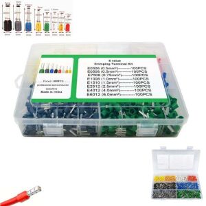 800 Adet İzoleli Kablo Pabucu Yüksük Seti 0,5mm²-6,00mm²  8 Çeşit Şeffaf Çantada