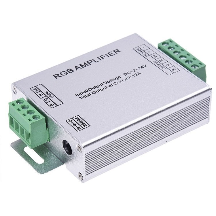 LED RGB Kontrol Devresi REPEATER METAL KUTULU  3x4A=12A AMPLİFİER