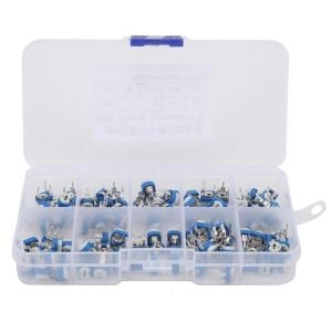 100 Adet 500R/1MR Trimpot Potansiyometre Seti Dik RM065 10 Çeşit Şeffaf Çantada