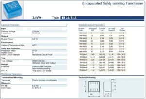 Trafo El-Kom 3,5VA 2x9V mavi RN138443  2x194mA