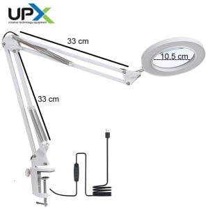 Upx Büyüteç 803L 5x 12w Led Aydınlatma 107 mm Cam Lens 5 Diopter Adaptör Dahil Değildir