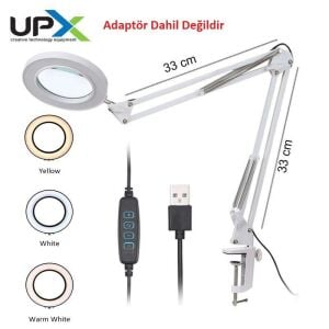 Upx Büyüteç 803L 5x 12w Led Aydınlatma 107 mm Cam Lens 5 Diopter Adaptör Dahil Değildir