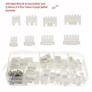 230 Adet Xh2,54 Jst Konnektör Seti 2,54mm 2-5 Pim Takım 4 Çeşit Şeffaf Çantada