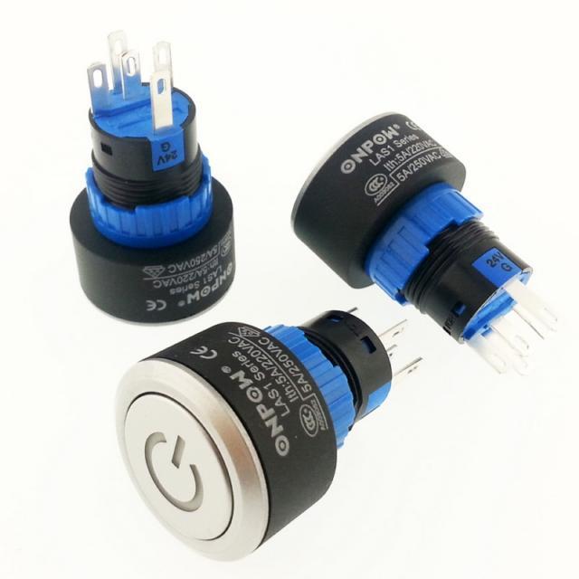 Onpow LAS1-AWY-11T/G Buton 24V Yeşil Işıklı M16 Yuvarlak