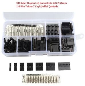 310 Adet Dupont Jst Konnektör Seti 2,54mm 1-8 Pim Takım 7 Çeşit Şeffaf Çantada