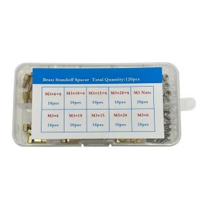 120 Adet M3 Metal Distans Vida Somun Seti Aralıyıcı Stand off 10 Çeşit Şeffaf Çantada