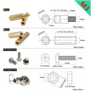 120 Adet M3 Metal Distans Vida Somun Seti Aralıyıcı Stand off 10 Çeşit Şeffaf Çantada