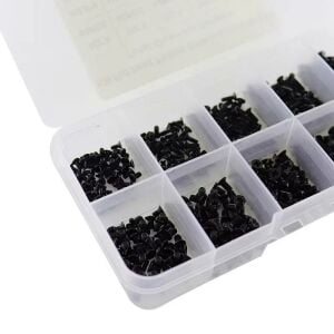 500 Adet Mini KM Vida Seti M2/M2,5/M3mm Siyah Yıldız Kafa 10 Çeşit Şeffaf Çantada