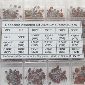 960 Adet 2pF/100nF Seramik Mercimek Kondansatör Seti 24 Farklı Değerde Şeffaf Çantada