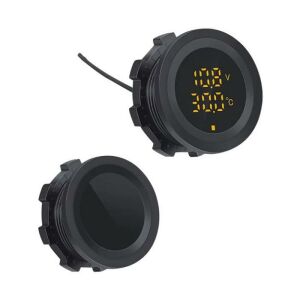 Dijital Akü Voltaj Seviye ve Isı Ölçer 28mm Çap (12-24V DC) Yuvarlak Panel Tip