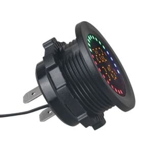 Dijital Akü Voltaj Seviye ve Isı Ölçer 28mm Çap (12-24V DC) Yuvarlak Panel Tip