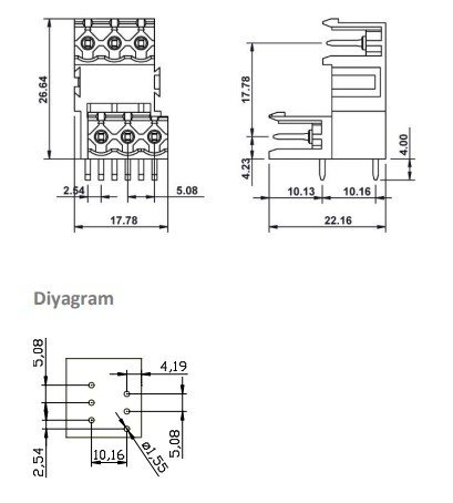 1/3 MR  5,08mm ERKEK 90 PCB 3LÜ  Katlı KLEMENS YEŞİL SBDK 5,08-KE 1/3 11525 MR