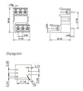 1/3 MR  5,08mm ERKEK 180 PCB 3LÜ  Katlı KLEMENS YEŞİL BDK 5,08-KE 2/3 11575 MR