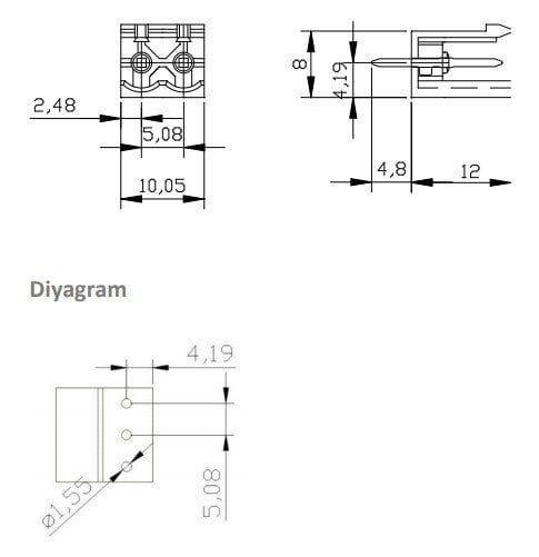 0/2 MR  5,08mm ERKEK 180' 2'li YEŞİL SOKET Klemens SBDK 11352 MR