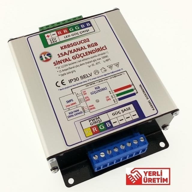 LED RGB Kontrol Devresi REPEATER  KRB şerit Led Sinyal Güçlendirici 3x15A GUC02 SRGB