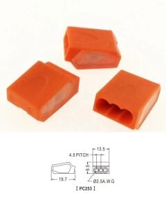 Geçmeli Buat Klemensi 3 Lü Turuncu Pc-253 1-2,5mm ( 1 adet fiyatıdır )