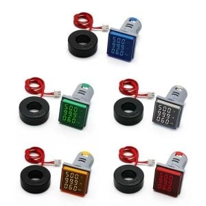 Dijital Voltmetre / AC Ampermetre / Hertz metre 22mm Kare Sarı (20-500v/0-100a/0-99hz)