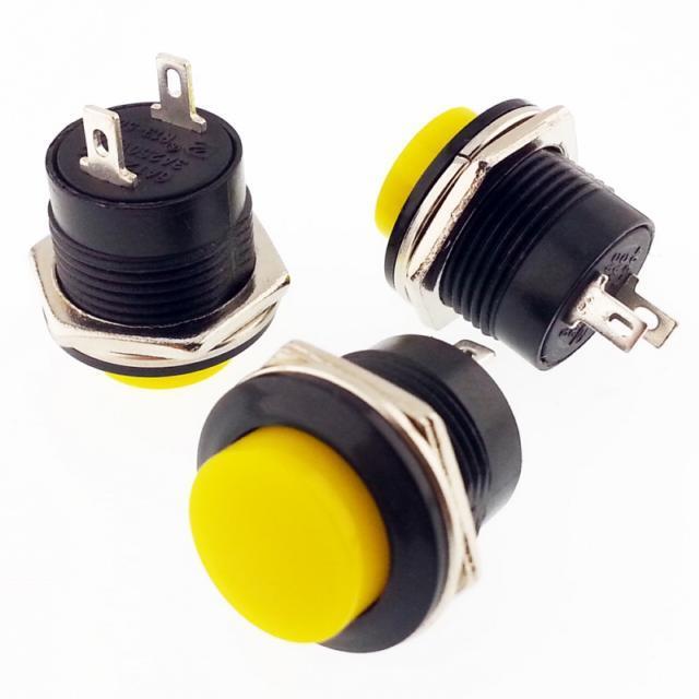 Buton Sarı Yuvarlak 16mm Ø R13-507 / IC-180A ( Yaylı Tip )