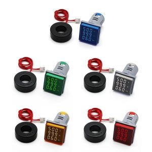 Dijital Voltmetre / AC Ampermetre / Hertz metre 22mm Kare Kırmızı (20-500v/0-100a/0-99hz)