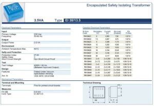 Trafo El-Kom 3,5VA 2x6V mavi RN138441  2x292 mA