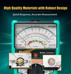 Proskit MT-2207 Analog Multimetre AC/DC 1000v 10 Amper Buzzer Test Lead