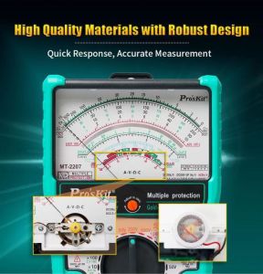 Proskit MT-2207 Analog Multimetre AC/DC 1000v 10 Amper Buzzer Test Lead