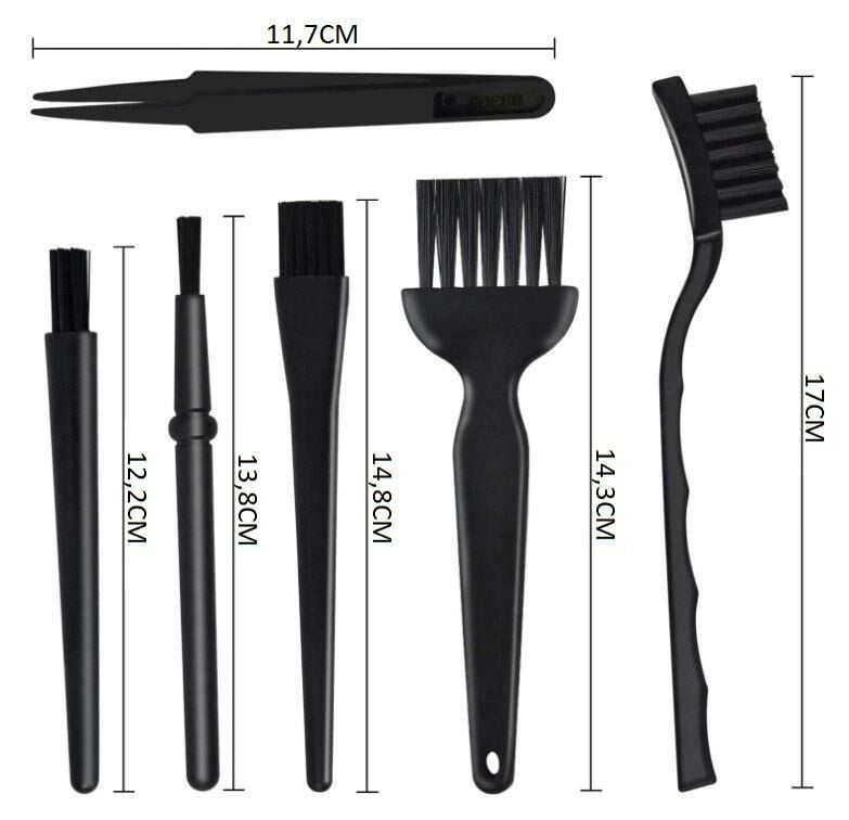 Antistatik Fırça Seti 6 Parça 5 Fırça 1 Cımbız Plastik