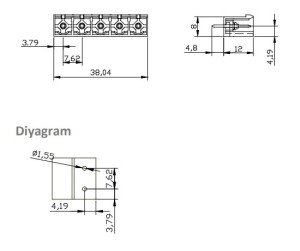 0/5 MR  7,62mm ERKEK 180 KAPALI 5Lİ MAVİ SOKET Klemens SKS 7,62-E2/5 10855 MR