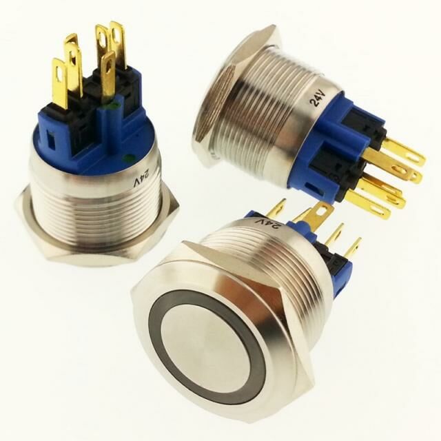 Onpow Buton Yuvarlak Metal Su Geçirmez 22mm 24V Yeşil Halka Ledli No:70