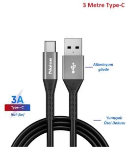 Noise NT300/BM300 Type-c Şarj ve Data Kablosu 3 metre 3A