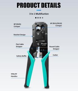 Proskit CP-376CN 6p 8p / Rj11 Rj12 Rj45 Plug Konnektör Kablo Sıkma Pensesi