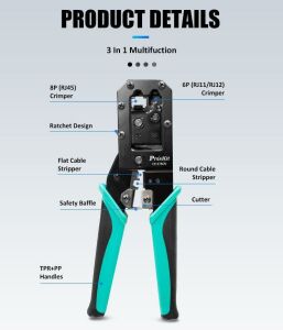Proskit CP-376CN 6p 8p / Rj11 Rj12 Rj45 Plug Konnektör Kablo Sıkma Pensesi