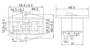 POWER ŞASE Tip ERKEK+SiGORTALI+ANAHTARLI+ KULAKLI IC-214 (AS-10E)( B KALİTE)