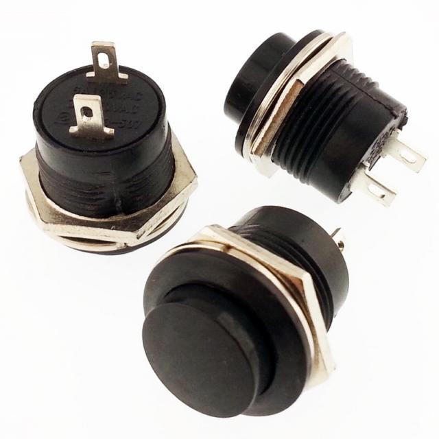 Buton Siyah Yuvarlak 16mm Ø R13-507 / IC-180A ( Yaylı Tip )